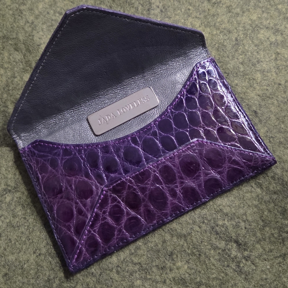 Jada Loveless Rare Purple Croc Embossed Cardholder
